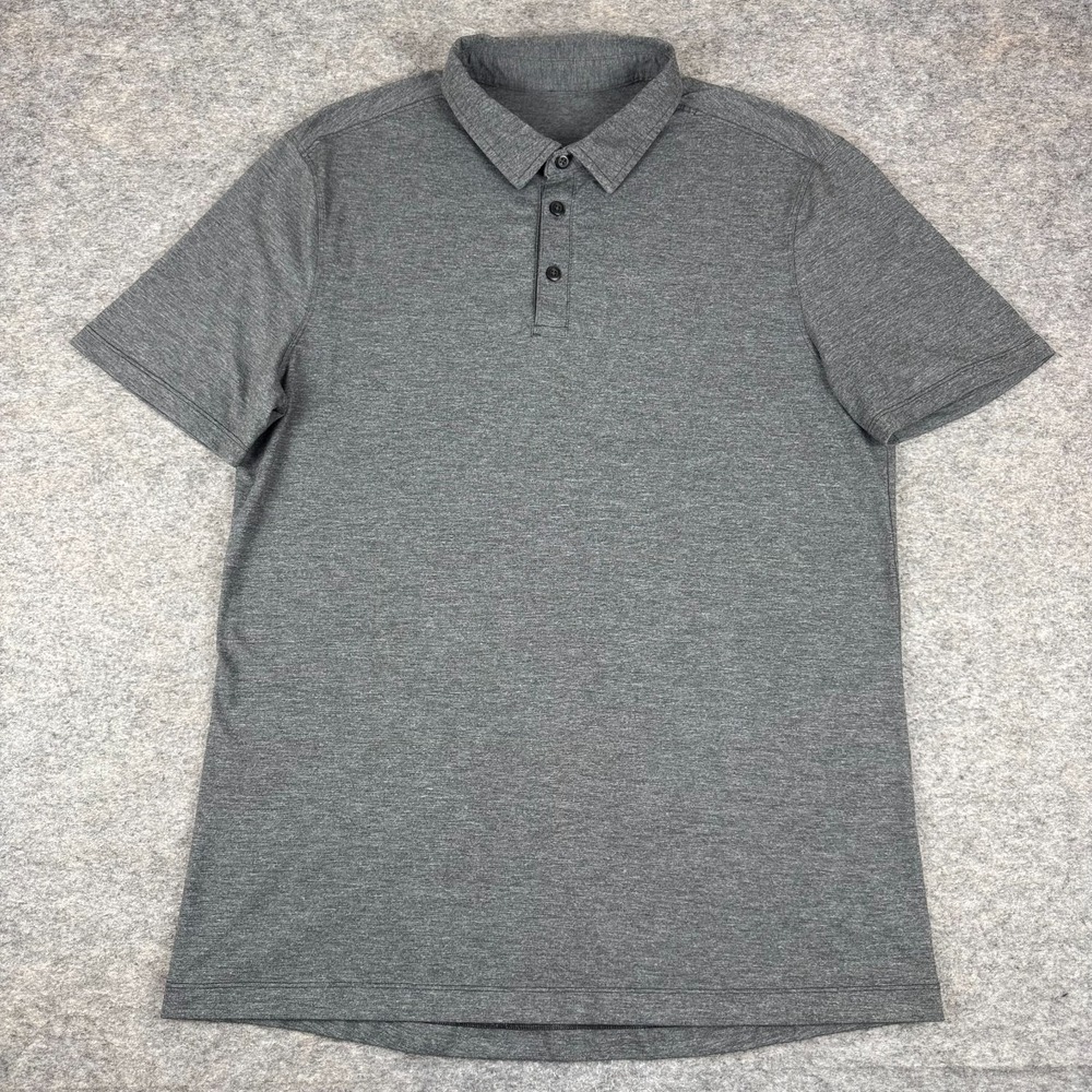 Lululemon Evolution Polo M3BHVS Silverescent Heathered Black Mens Large L